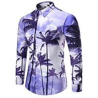 Men\'s Casual/Daily Beach Sports Simple Active Summer Shirt, Geometric Print Shirt Collar Long Sleeve Cotton Rayon Thin