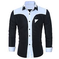 Men\'s Plus Size Going out Casual/Daily Simple Street chic Punk Gothic Spring Fall Shirt, Solid Color Block Classic Collar Long Sleeve