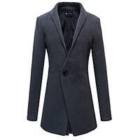 Men\'s Solid Casual / Work Coat, Cotton Long Sleeve-Black / Brown / Gray