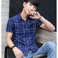 mens casualdaily simple shirt striped shirt collar short sleeve cotton