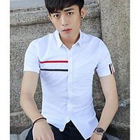 Men\'s Casual/Daily Simple Shirt, Solid Shirt Collar Short Sleeve Cotton