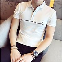 Men\'s Casual/Daily Simple Shirt, Solid Shirt Collar Short Sleeve Cotton