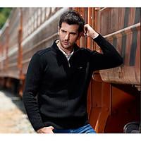Men\'s Casual/Daily Simple Regular Pullover, Solid V Neck Long Sleeve Wool Spring Fall Medium Micro-elastic