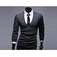 mens casualdaily work simple regular cardigan solid v neck long sleeve ...