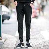 mens mid rise micro elastic chinos pants simple loose solid