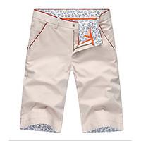 Men\'s Mid Rise Inelastic Chinos Pants, Simple Straight Solid