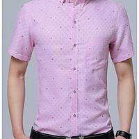 mens casualdaily simple shirt polka dot stand short sleeve cotton