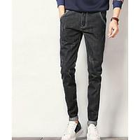 mens mid rise micro elastic jeans pants street chic relaxed solid