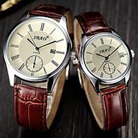 Men\'s Women\'s Dress Watch Fashion Watch Wrist watch Quartz Leather Band Brown
