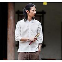 mens daily simple shirt solid v neck long sleeve linen