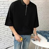 Men\'s Casual Simple T-shirt, Print Round Neck Half-Sleeve 100%Cotton