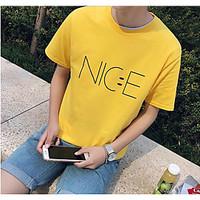 Men\'s Casual/Daily Simple Summer T-shirt, Solid Print Letter Round Neck Short Sleeve Cotton Thin