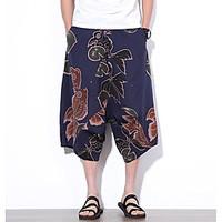 mens low rise micro elastic harem pants simple harem floral