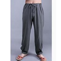 mens mid rise micro elastic harem pants simple relaxed solid