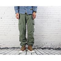 mens mid rise micro elastic loose pants simple relaxed solid