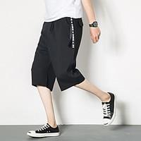 mens mid rise micro elastic loose pants active straight solid