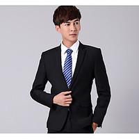 Men\'s Wedding Formal Spring Blazer, Solid Stand Long Sleeve Long 34%Wool38%Cotton 28%Ramine