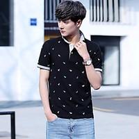 mens casualdaily simple t shirt geometric shirt collar short sleeve co ...