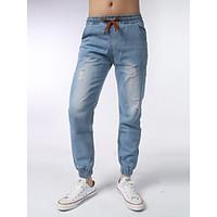 mens mid rise micro elastic sweatpants pants simple slim denim solid