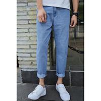 Men\'s Mid Rise Inelastic Chinos Pants, Simple Straight Solid
