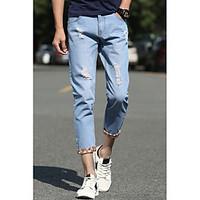 mens mid rise inelastic jeans pants simple straight solid