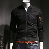 Men\'s Casual/Daily Street chic Winter Jacket, Print Round Neck Long Sleeve Regular Acrylic