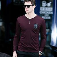 Men\'s Casual/Daily Sports Sweatshirt Solid V Neck Micro-elastic Cotton Long Sleeve Spring Fall