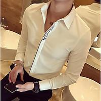 mens casualdaily simple shirt solid shirt collar long sleeve acrylic