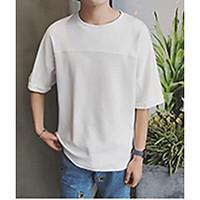 Men\'s Casual/Daily Simple Spring Summer T-shirt, Solid Round Neck Short Sleeve Cotton Thin