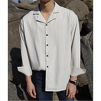 Men\'s Casual/Daily Simple Spring Summer Shirt, Striped Shirt Collar Long Sleeve Cotton Thin