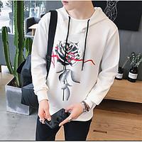 Men\'s Casual/Daily Hoodie Print Hooded strenchy Cotton Long Sleeve Spring