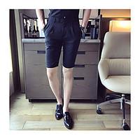 mens mid rise micro elastic chinos shorts pants simple straight solid