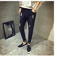 mens mid rise inelastic jeans pants simple slim others solid