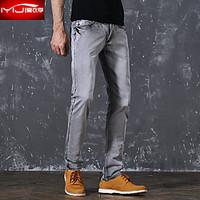 mens mid rise micro elastic jeans pants simple slim pure color denim s ...