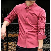 mens casualdaily simple shirt solid classic collar long sleeve cotton