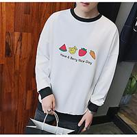 Men\'s Casual/Daily Sweatshirt Solid Round Neck Micro-elastic Cotton Long Sleeve