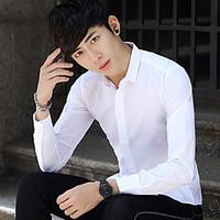 mens casualdaily simple shirt solid shirt collar long sleeve acrylic