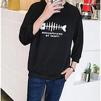 Men\'s Casual/Daily Sweatshirt Solid Round Neck Micro-elastic Cotton 3/4 Length Sleeve