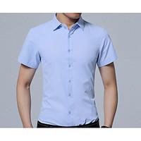 Men\'s Work Simple Summer Shirt, Solid Shirt Collar Short Sleeve Cotton Thin
