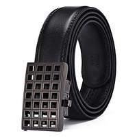 mens solid buckle with automatic ratchet leather belt 35mm wide 1 38