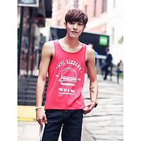 mens casualdaily simple tank top solid print round neck sleeveless cot ...