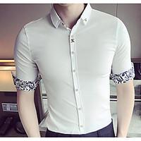 Men\'s Casual/Daily Simple Summer Shirt, Solid Print Classic Collar ½ Length Sleeve Nylon Thin