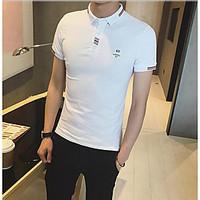 Men\'s Casual/Daily Simple Polo, Print Shirt Collar Short Sleeve Cotton Thin