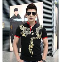 mens going out simple summer t shirt embroidered shirt collar short sl ...