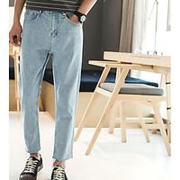 mens mid rise micro elastic chinos pants street chic straight solid