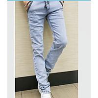 mens mid rise inelastic jeans pants simple slim solid