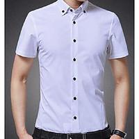 Men\'s Work Simple Spring Shirt, Solid Shirt Collar Short Sleeve Cotton Thin
