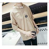 Men\'s Casual/Daily Hoodie Solid Hooded Micro-elastic Cotton Half Sleeve Summer