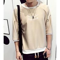 mens casualdaily simple t shirt letter round neck sleeve cotton thin