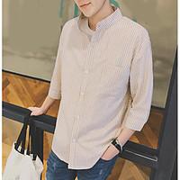 Men\'s Casual/Daily Simple Shirt, Striped Shirt Collar Long Sleeve Cotton Thin